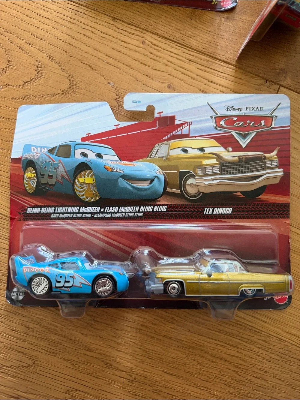 Bling Lightning McQueen & Tex Dinoco Toy Car Set - Blue & Gold